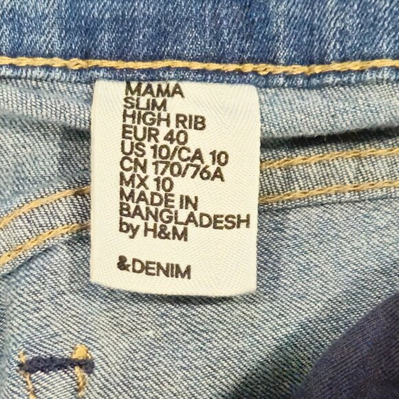 H&M Mama Slim High Rib Maternity Jeans Blue Wash Size 10 - Picture 3 of 7